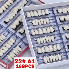 168Pcs Acrylic Resin Denture #22 Dental Upper Lower Shade A1 Teeth Set USA