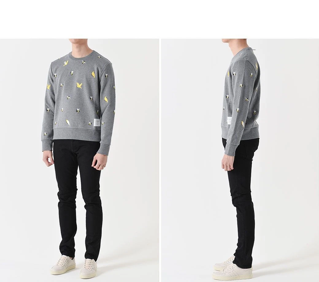 Felpa Thom Browne Uccellino e Ape Grigio MJT367E 46015488