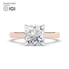 Cushion Diamond Engagement Ring 14k Rose Gold Labgrown 3.05 Ct Solitaire