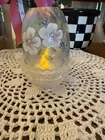 Vintage Fenton Hand Painted Blue On Clear Iridescent Base Fairy Light
