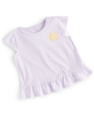First Impressions 6-9 Months Baby Girls Sunshine Graphic Ruffle T-Shirt Lavender