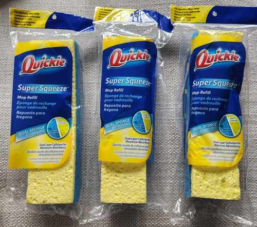 3 Quickie Super Squeeze Mop Head Refill #050, Dual Sponge Technology