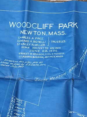 Vintage Newton Massachusetts 1926 Woodcliff Park - Boylston St. Boston Worcester