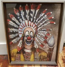 RED SKELTON Indian Clown Native American head dress - Signed Twice
