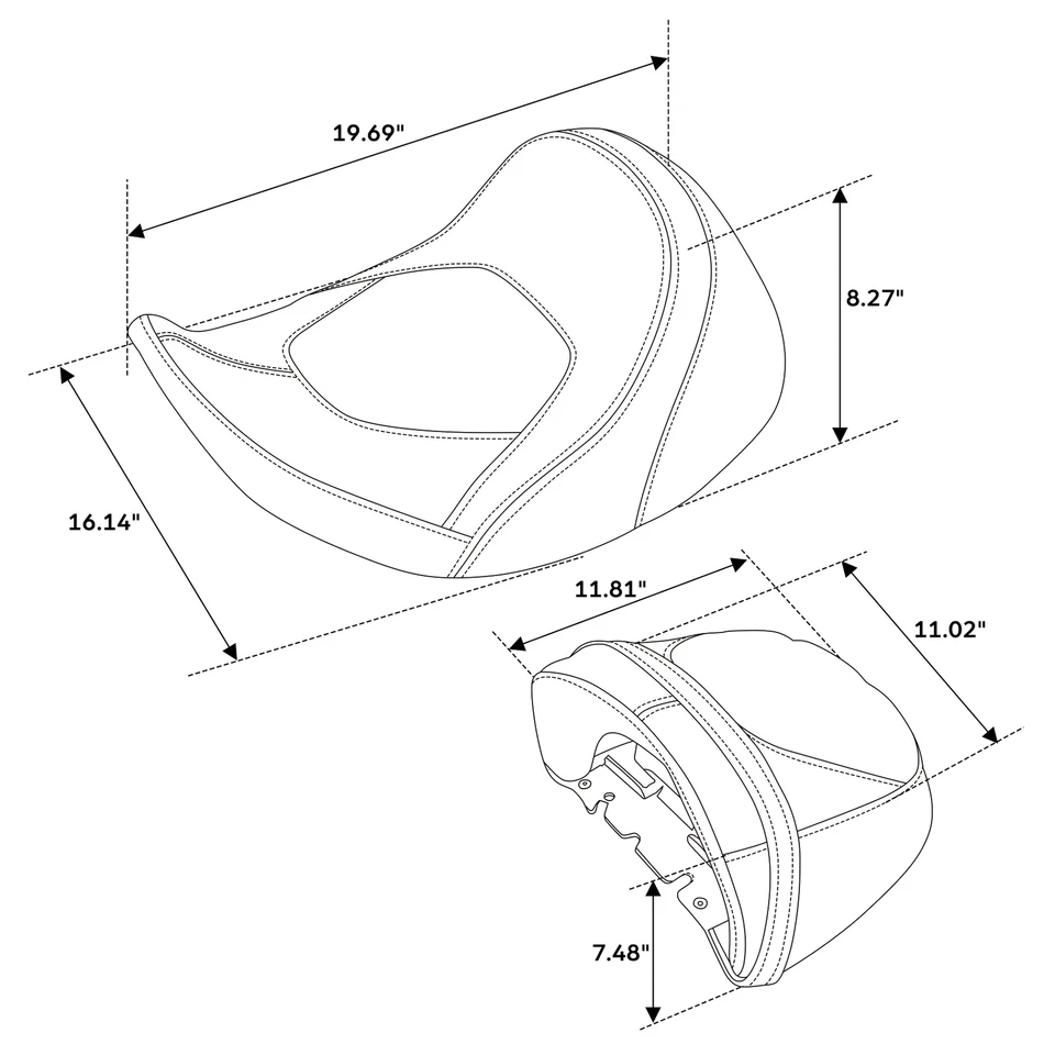 Black Red Driver Passenger Seat Fit For Harley CVO Road Glide FLTRXSE 2023-2025 - Image 3 of 4