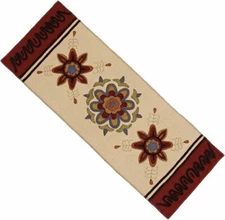 Home Collection by Raghu 14" x 36" Cream 3 Flowers Table Runner