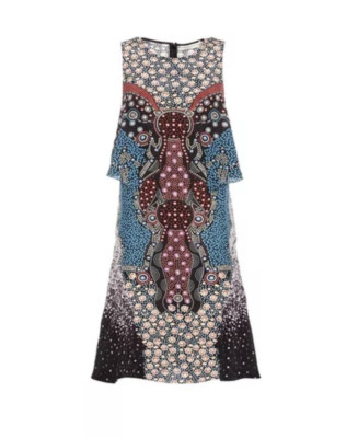 Mary Katrantzou Spectra Cosmo Print Silk Sleeveless A-Line Dress sz 8