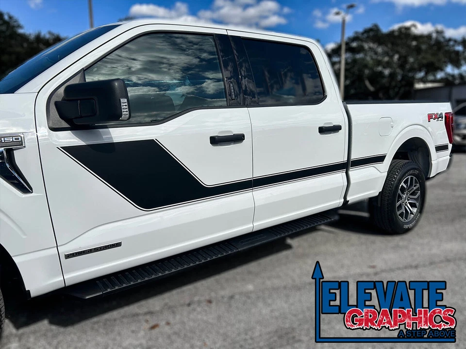 2021-2026 For Ford F150 Decals Side Hockey Stick Two Stripes Vinyl 3M Graphics - Image 3 of 4