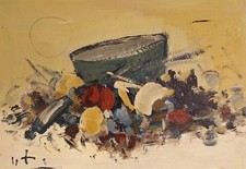 DANTI ALVARO NATURA MORTA COMPOSIZIONE DIPINTO OLIO SU TAVOLETTA 50X35