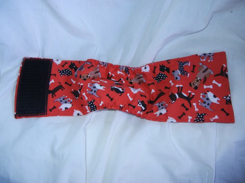 Pañal contorno envolvente banda para el vientre perro cachorro franela masculina forrado 27" 6" PERROS ROJOS Foto 3 de 4