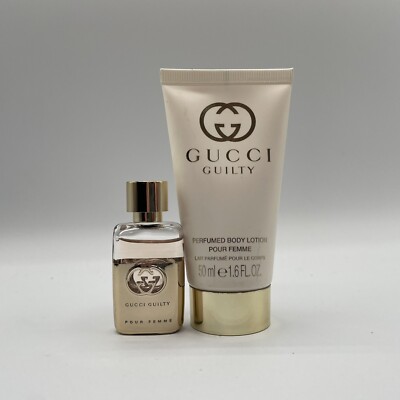 GUCCI GUILTY POUR FEMME EAU DE PARFUM 5ML MINI & PERFUMED BODY LOTION 50ML NEW 