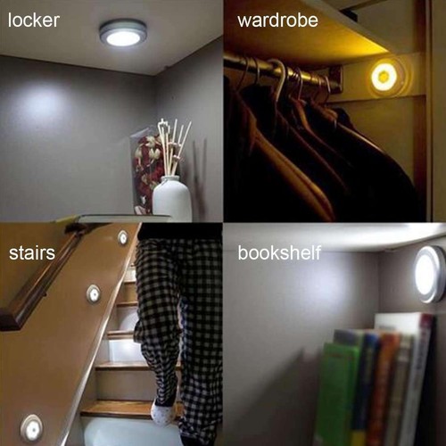 6-LED Wireless Motion Sensor Night Light Wall Cabinet Closet Stair Lamp - pack 3 - Bild 7 von 7