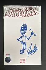 Stan Lee Signed w/ Sketch Draw The Amazing Spider-Man Comic Book Marvel PSA