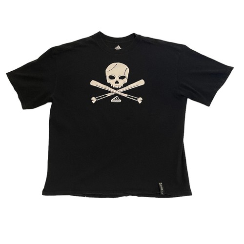 Rare Adidas Three Stripes Baseball Skull & Crossbones Bats Graphic T