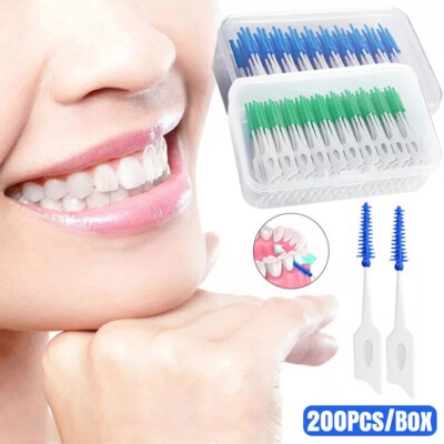 200x Interdental Sticks Zahnseide Zähne Zahnstocher Mundpflege Saubere Bürste
