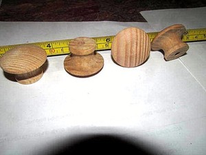 5 Pcs - 2 British Style Wood Cabinet Knob Pulls Birch Cabinet Knob