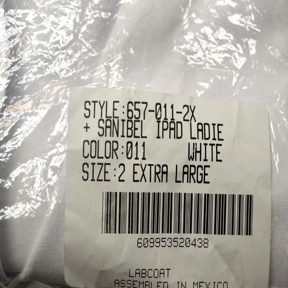 (4) NUEVO Abrigo Médico Sanibel 657-011-2X Para Mujer Blanco Corto de Laboratorio 2XL Bolsillo para Tableta Foto 2 de 3