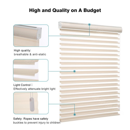 Shangri-La Roller Shades Zebra Sheer Blinds Corded Light Filtering Shades - Photo 24/25