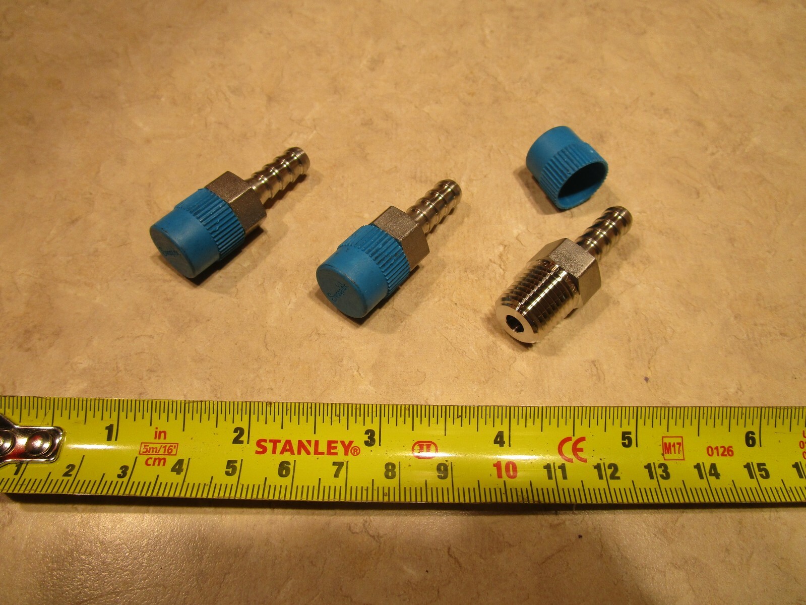 LOT OF 3 SWAGELOK SS4HC14 316SS CONNECTOR 1/4" HOSE BARB x 1/4