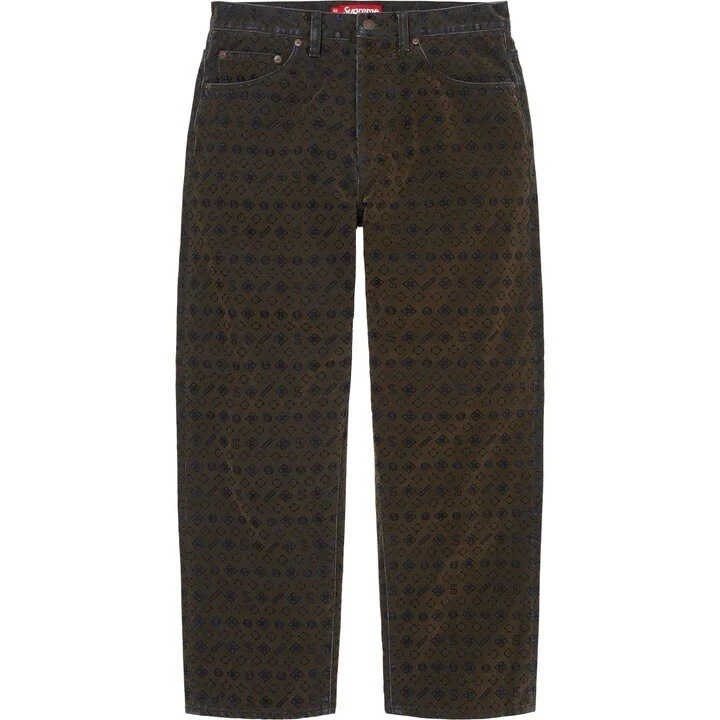 Jean Supreme floqué ample « noir » neuf taille 32 FW24 marron denim monogramme