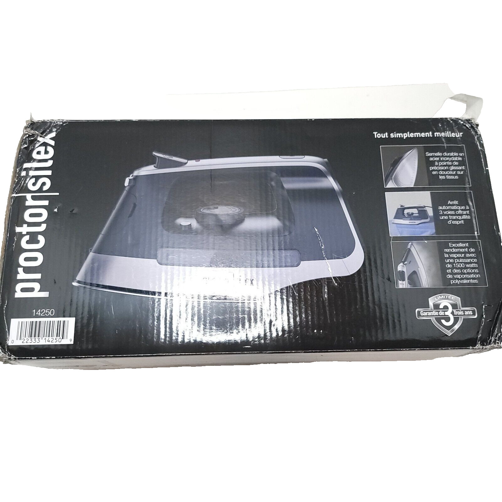 Retractable Cord Stainless Steel Soleplate Black Silver