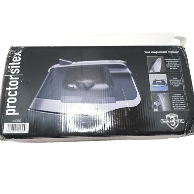Proctor Silex Steam Iron Retractable Cord Stainless Steel Soleplate Black Silver