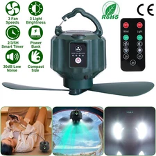 3 Speed Portable Ceiling LED Fan Rechargeable Battery Powered Outdoor Camping