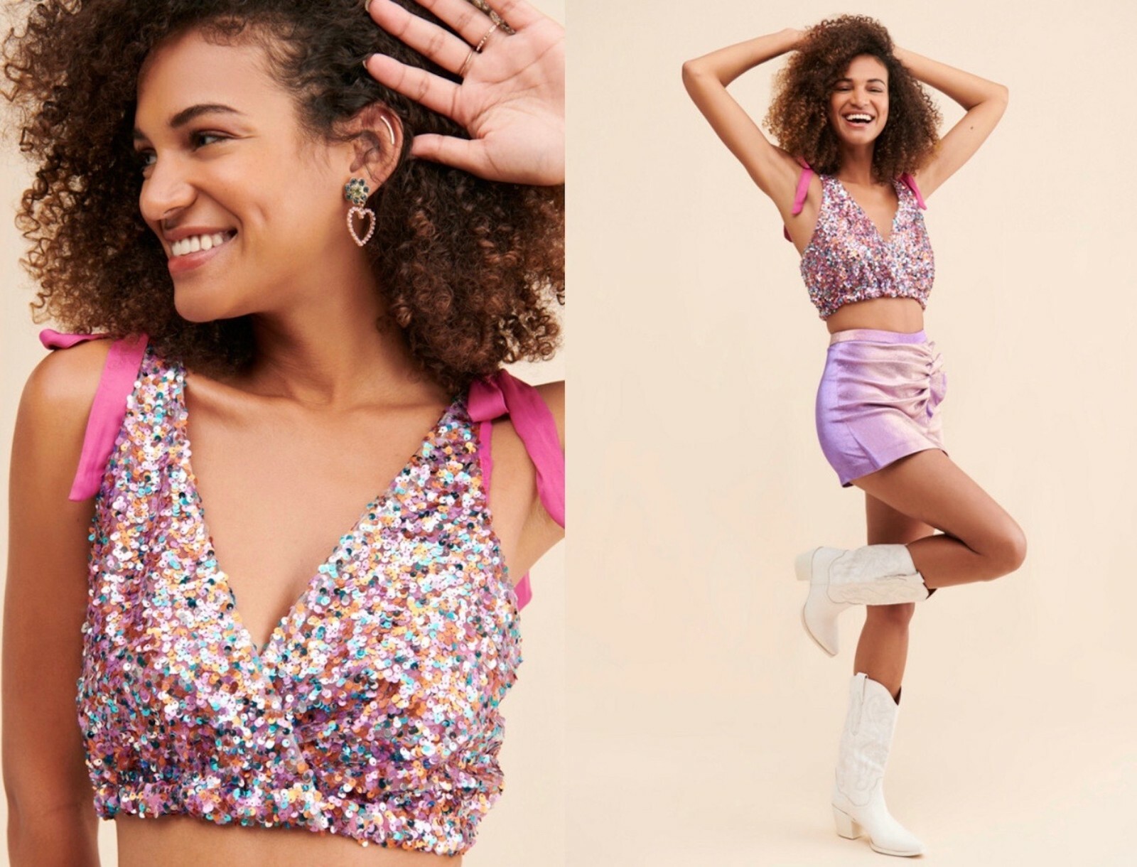 Free People Big Night Sequin Crop Top Pink Size XS S M or L | eBay