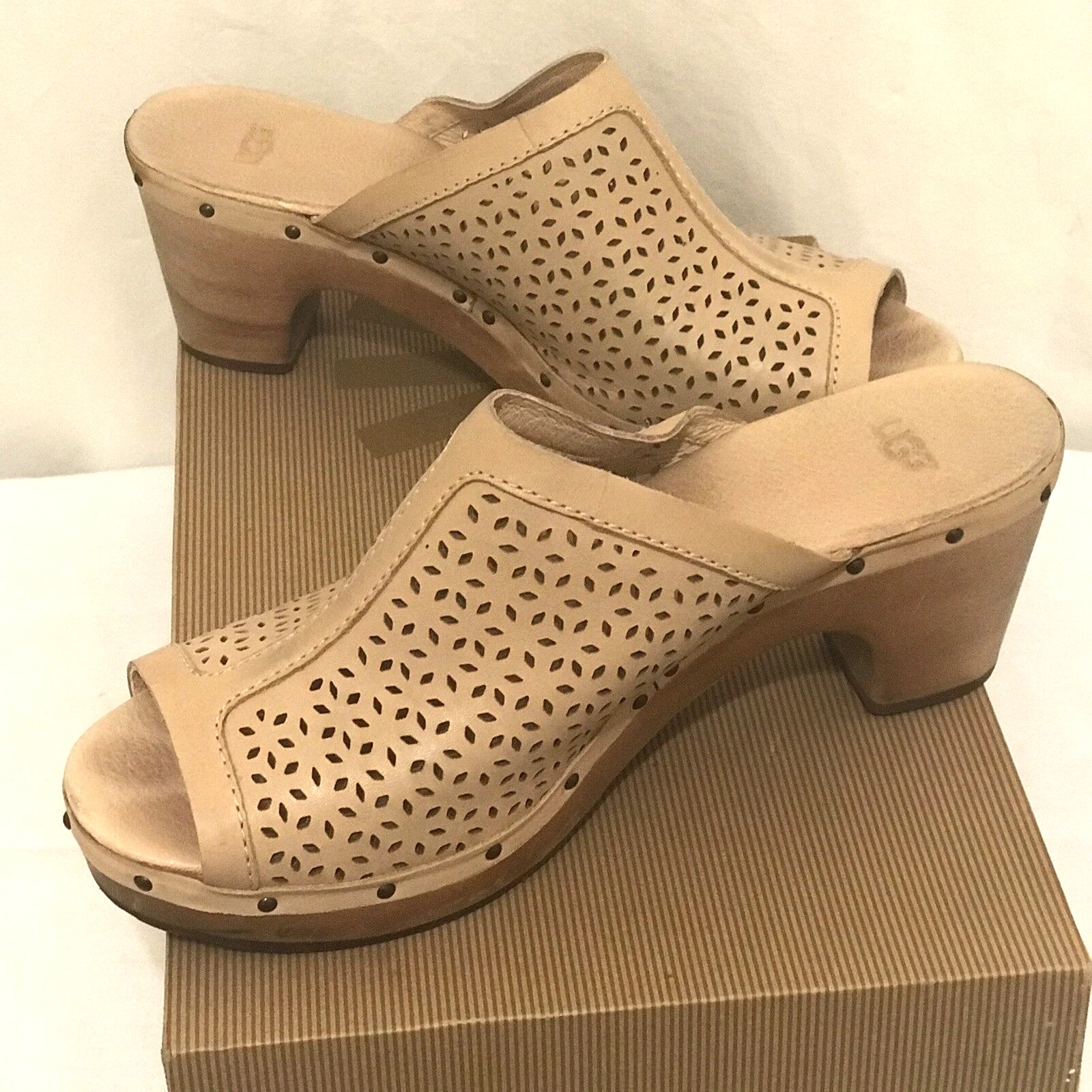 Sandali UGG Australia Ansel Sand taglia US 10 UK8 5 EU41 pelle marrone zoccoli slide