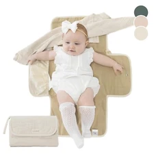 Portable Changing Pad - Travel-Friendly Foldable Change Mat - Easy Clean - Beige