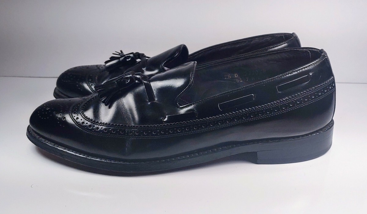 VINTAGE FLORSHEIM ROYAL IMPERIAL BLACK WINGTIP LOAFERS SHOES (9.5B