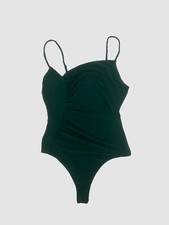  78 ASTR The Label Women's Green Solid Sleeveless Side Ruched Bodysuit Size M