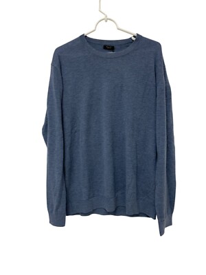 Massimo Dutti Mens Sweater Large L Pullover Blue Wool Round Neck 0983/328 NWT