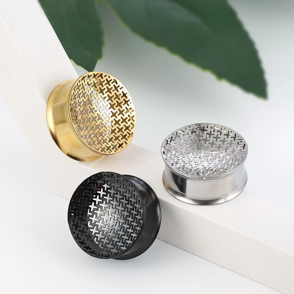 2 PIEZAS Moda Medidores de Oído Tapones Sillín Acero Inoxidable Piercing Hipoalergénico Foto 4 de 4