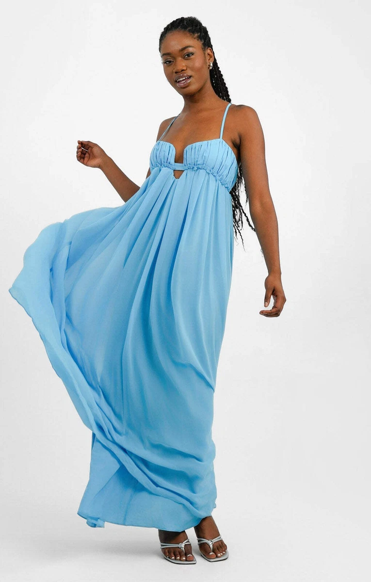 chinese dress ladies Rent ASOS DESIGN Cami Bias Maxi Dress With Large Floral Print In Blue