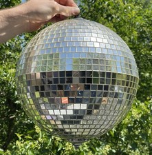 Early Mid-Century Retro Vintage Disco Ball Mirror Glass 60 70s Circumference 34"