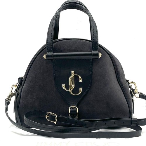 Jimmy Choo Varenne Hand Bag Black Suede Leather Shoulder Crossbody 2Way