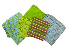 Frog Themed FQ Fabric Bundle Bugs Polka Dots Striped Green Red Blue Fun 