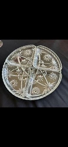 Vintage Anchor Hocking Precut  STAR OF DAVID Snack Plate with Inserts 11 3/4”