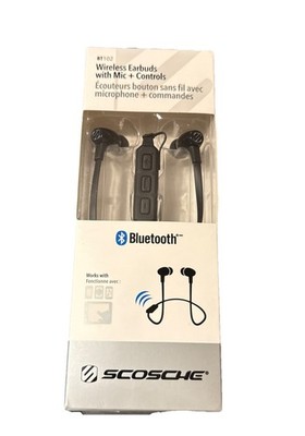 Scosche BT102 Wireless Earbuds Bluetooth Earphones w/ Mic Controls Black NEW