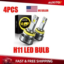 H8 H9 H11 LED Headlight 6500K Bright High Super Low White Bulbs Beam AUXITO 4x