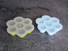 Two Beaba Multiportions Silicone Baby Food Freezer 7 Cup Tray w/ Clip On Lid