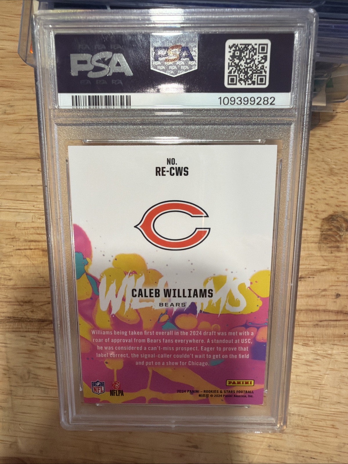 2024 Rookies & Stars Caleb Williams Rookie Exclusive RE-CWS PSA 9 Mint RC Bears view 4