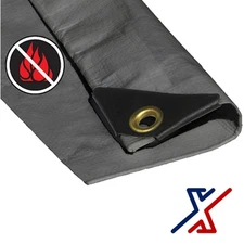 30 x 14 Silver Color 12 Mil Fire Retardant Heavy Duty Tarp / Canopy by X1Tools