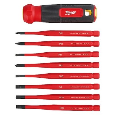 Milwaukee Tool 48-22-2218 Multi-Bit Screwdriver,12 1/2 In L,8 Pcs