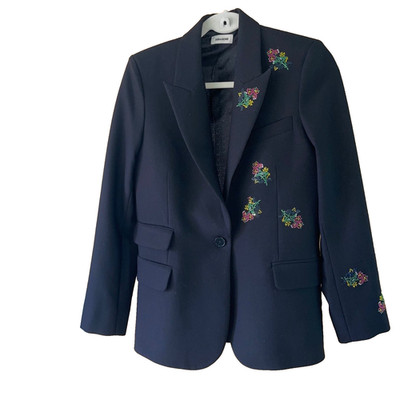 Zadig & Voltaire Blazer Venus Strass Womens Size 34 Black Floral Designer Casual