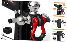 Adjustable Heavy-Duty Trailer Hitch,Drop Adjustable Tri-Ball with Shackle