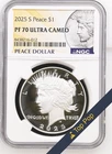 2025-S Peace Silver Dollar NGC PF70 Ultra Cameo TOP POP 8438216-012