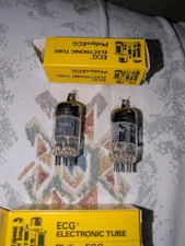 Pair NOS Phillips Toshiba 12ax7 matched Like Mullard 7025 1 Preamp Guitar Japan