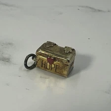 Vintage JMF Hope Chest opens to pearls sterling charm Red Enamel Heart 925